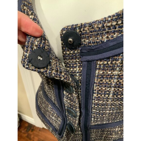 BCBG Max Azria Multicolor Plaid Short Sleeve Tweed Jacket, Size Small - Picture 5 of 9